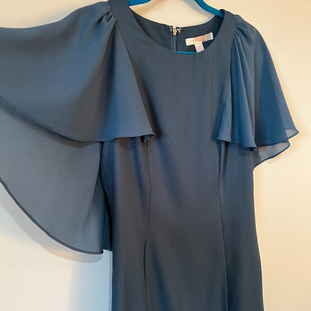 Forever 21 Cocktail Dress Cape Sleeve Green/Teal Blue Color